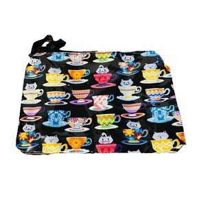 VTG Yancha Cosmetic travel bag Medium Gray Funny Cat Coffee Teacup Makeup Bag Zi